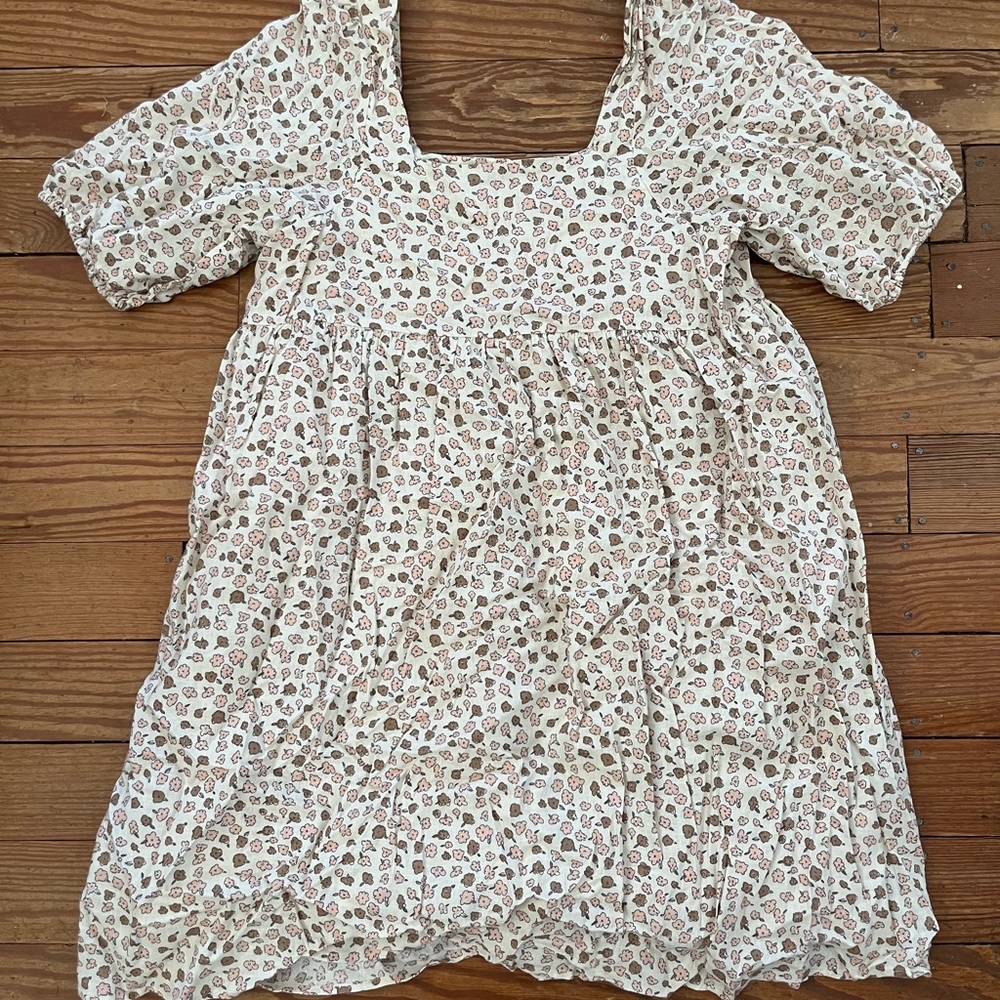Rylee + Cru Cream and Brown Floral  Dress